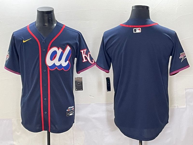 Men 2025 Kansas City Royals Blank Drak Blue All star Blank Blue Nike MLB Jersey style 1